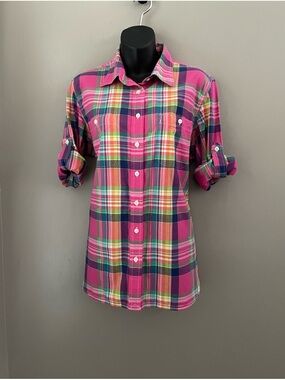Ralph Lauren Pink Multi-Color Plaid Button-Down Shirt